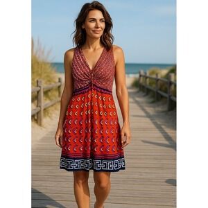 Laundry by Shelli Segal Womens Dress Multicolor Size 12 A Line V Neck Sleeveless